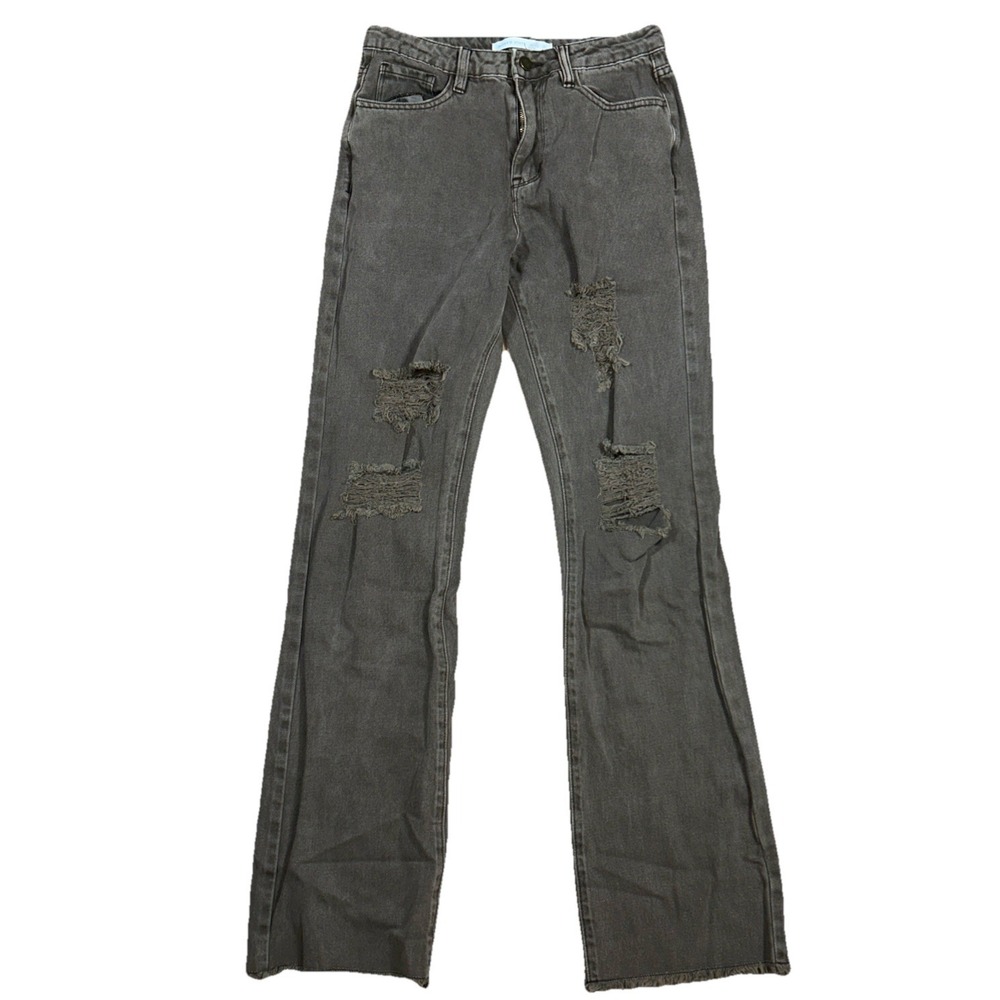 Altar'd Stats‎ High Rise Raw Hem Distressed Faded Brown Jeans Women's 27